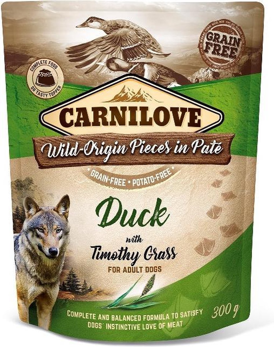 Carnilove Carnilove Dog Pouch Eend met timothy gras 300 Gram