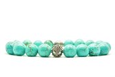 Beaddhism - Armband - Big Turquoise - Zilver - Yin - 10 mm - 19 cm