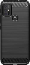 Shop4 - Motorola Moto G20 Hoesje - Zachte Back Case Brushed Carbon Zwart