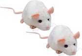 2x stuks pluche witte muis knaagdieren knuffel 30 cm - Muizen dieren knuffels - Speelgoed voor kinderen