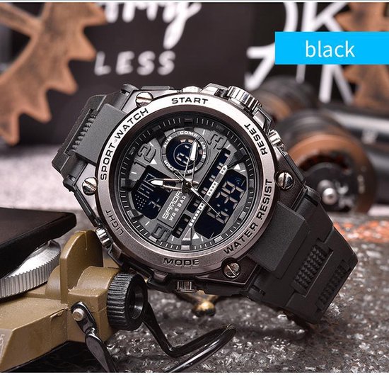 Horloge - Stoer - Mannen - Waterproof - Rubberen band - Mat - Zwart -  Trendy - | bol.com