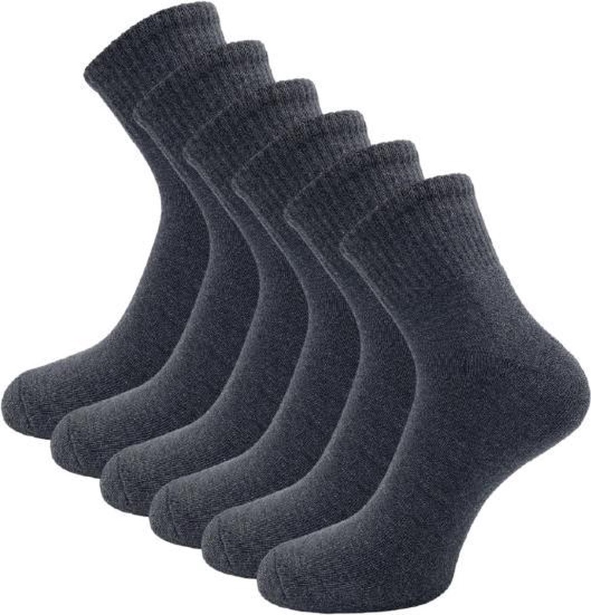 6 paar Badstof Quarter Sneakersokken - SQOTTON - Grijs - Maat 35-38