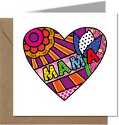 Tallies Cards - greeting - ansichtkaarten - Mama - PopArt  - Set van 4 wenskaarten - Inclusief kraft envelop - moederdag - mama - moeder - 100% Duurzaam