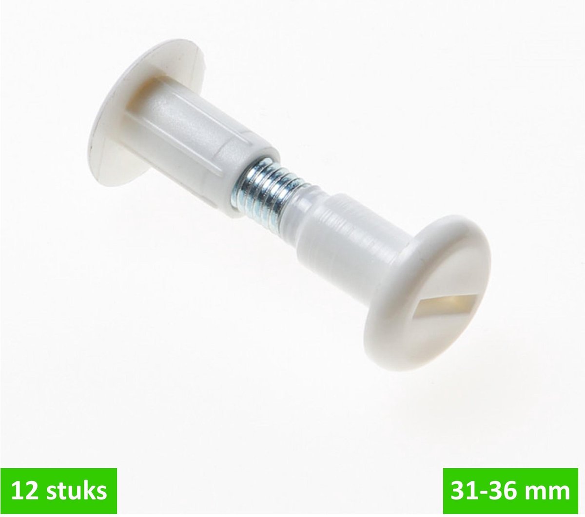 TQ4U kastverbinder - koppelschroef - Ø 6 mm - voor plaatdikte van 31 tot 36 mm - wit - 12 STUKS