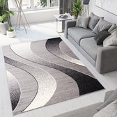 Tapiso Dream Vloerkleed Grijs Licht Modern Golven Woonkamer Tapijt Maat- 160x230