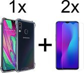 iParadise Samsung A40 Hoesje - Samsung Galaxy A40 hoesje transparant shock proof case hoes cover hoesjes - 2x samsung galaxy a40 screenprotector