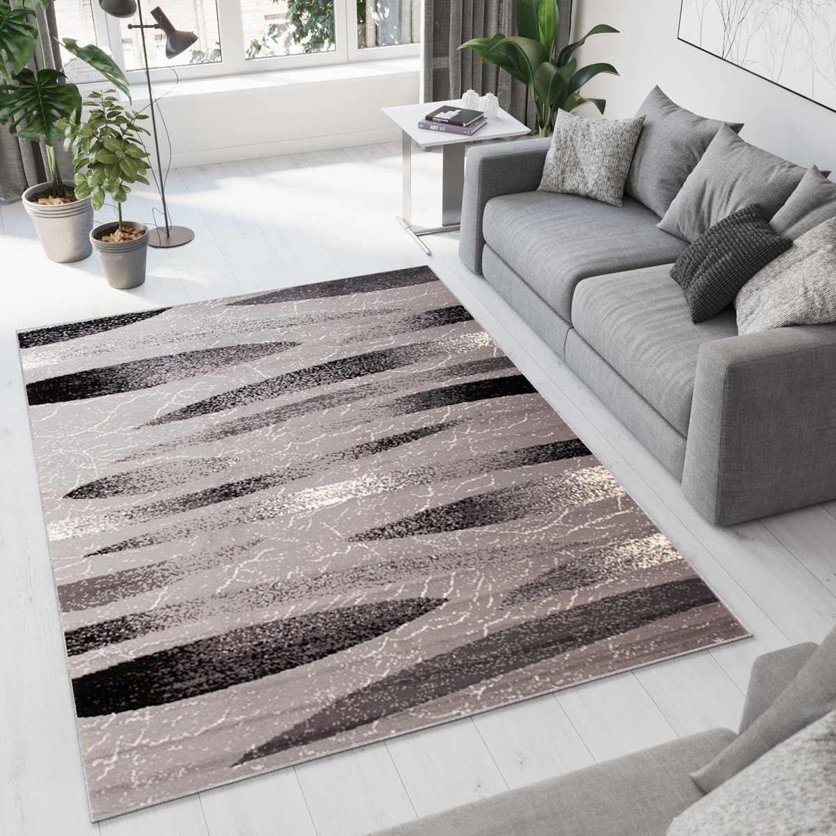 Tapiso Dream Vloerkleed Grijs Laagpolig Abstract Woonkamer Tapijt Maat- 150x300 Grijs 18
