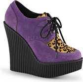 Creeper-304 with leopard print of faux furr purple - (EU 38 = US 8) - Demonia