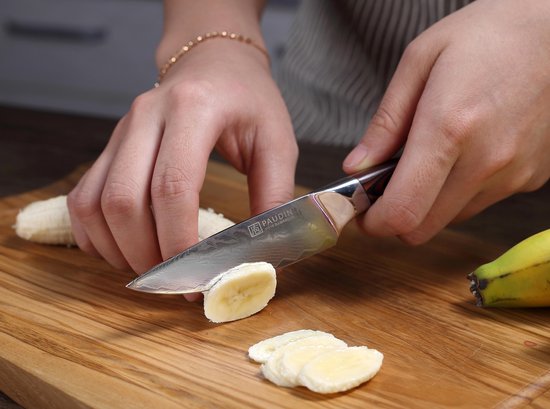 PAUDIN P7 Couteau à Légumes Professionnel 9 cm - Couteau à éplucher - Couteau Japonais - Véritable acier Damas