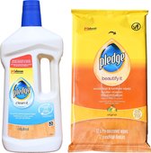 Pledge Clean it Original hout & laminaat 750ml + 12x vochtige doekjes Houten vloeren meubeldoekjes