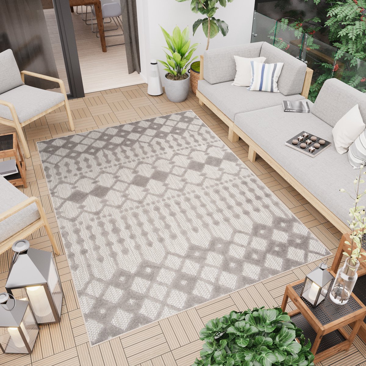 Tapiso Patio Indoor Tapijt Buitenkleed Outdoor Tuintapijt Vloerkleed Buiten Maat- 160x220