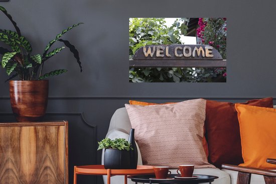 Sticker Muursticker Signe de bienvenue - signe de bienvenue - 60x40 cm - feuille adhésive autocollante - sticker mural repositionnable