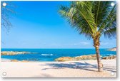 Tropisch Strand - Blauwe hemel - Tuinposter 90x60 - Wanddecoratie -