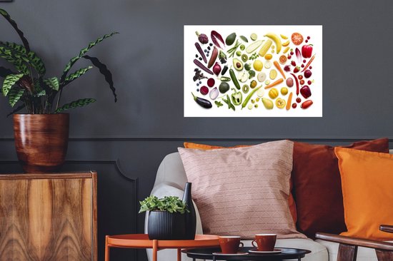 Sticker Muursticker Fruit - Fruits et légumes frais mélangés - 60x40 cm - film adhésif autocollant - sticker mural repositionnable