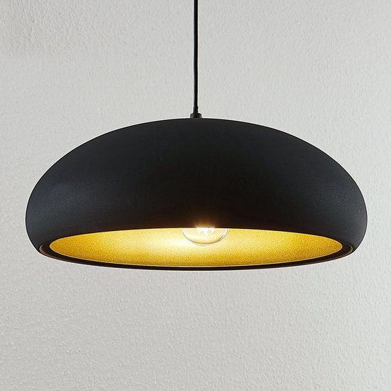 Lindby - plafondlamp - 1licht - metaal - H: 15 cm - E27 - zwart, goud