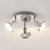 Lindby - LED plafondlamp - 3 lichts - metaal - H: 13.8 cm - GU10 - chroom - Inclusief lichtbronnen