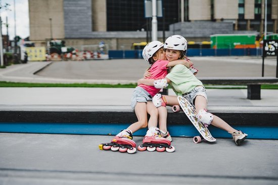 Nijdam Skate Beschermset Kinderen - Taffy-oh - Roze/Wit - L - Nijdam