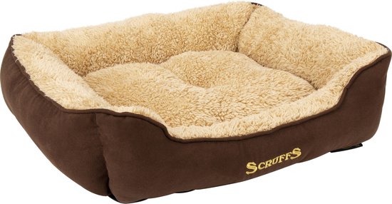 Bruine hondenmand met crème fleece voering. Scruffs logo op de voorkant.