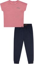 Koko Noko BIO Basics Set(2delig) Joggingbroek Nikki Navy en Shirt Noemi bright pink - Maat 86/92