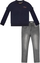 Koko Noko BIO Basics Set(2delig) Jeans Nelly Grey en Sweater Nova Blauw - Maat 74/80