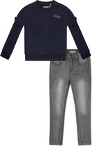 Koko Noko BIO Basics Set(2delig) Jeans Nelly Grey en Sweater Nova Blauw - Maat 86/92