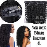 Clip In Extensions Kinky Afro Curl 55cm 150gram 7delig #1