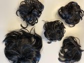 Actie!5x Hairbun Crunchy Haarstuk hairpiece verschillende zwart tinten/maten