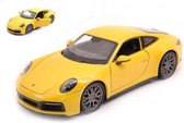 Porsche 911 Carrera 4S (Geel) (20 cm) 1/24 Welly  - Modelauto - Schaalmodel - Modelauto - Miniatuurauto - Miniatuur autos