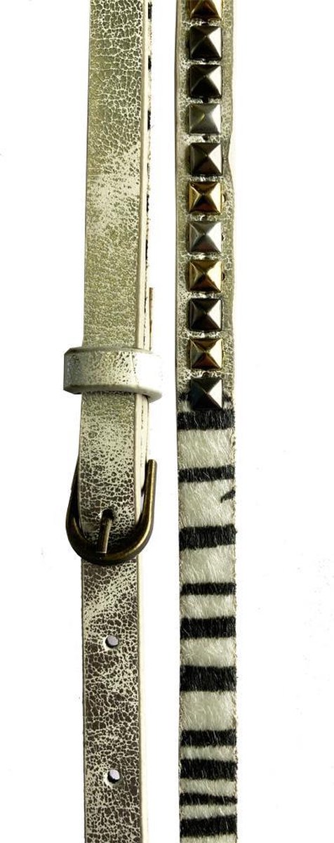 Damesriem Zebra – Lang en Smal – Zilverkleur met studs – 90cm / 1cm