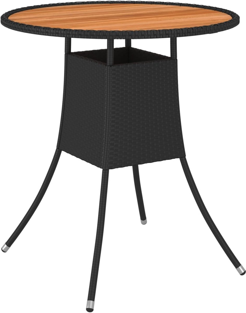 vidaXL-Tuintafel-Ø70-cm-poly-rattan-en-massief-acaciahout-zwart