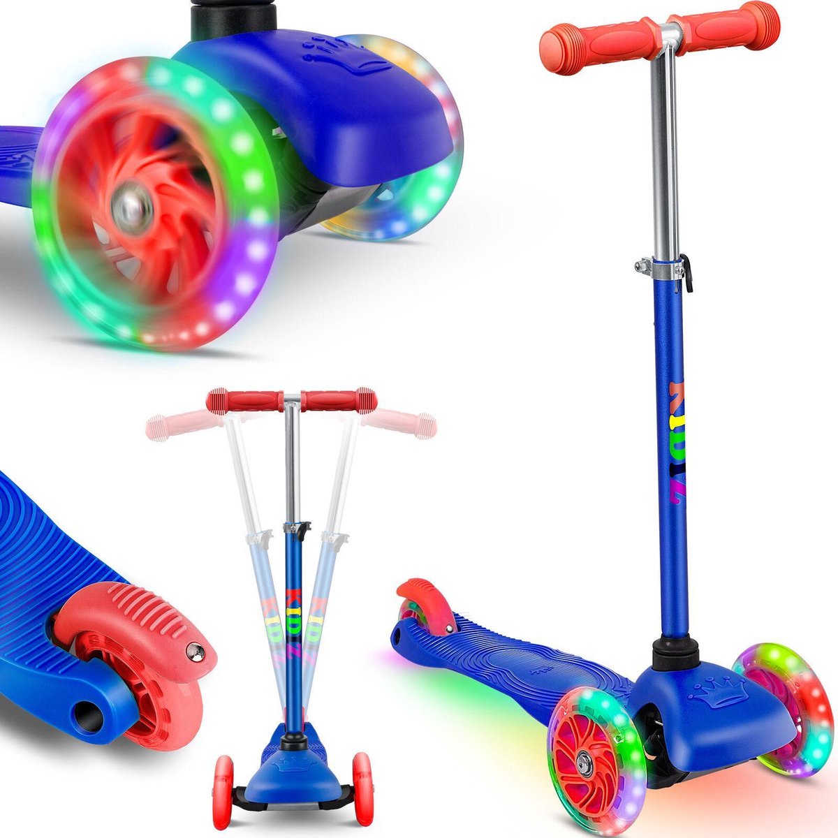 KIDIZ® kinderscooter - Kinder step Jongen en Meisje 3 wielen Met LED-wielen - kinderscooter - 3 three wielen ( BLAUW ) step voor kinderen (