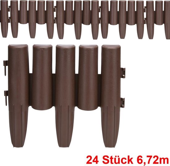 Bruine tuinrand met palissade-look, 24 stuks 6,72 m.