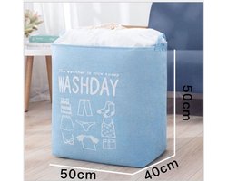 SUNMOOL Wasmand - Waszak - Laundry bag - Laundry basket - Opvouwbaar - 100 Liter - Licht Blauw