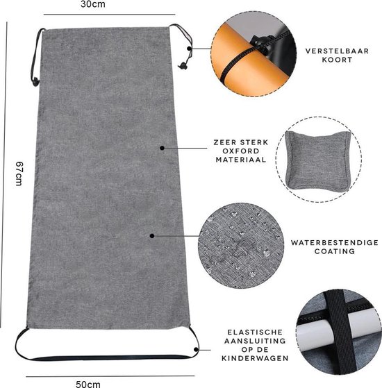 Kinderwagen Zonnescherm - Zonnedoek - Schaduwdoek - Waterbestendige coating - Oxford materiaal - Grijs van Kinder — afbeelding 4