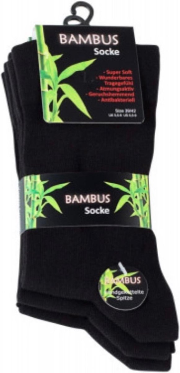 Unisex sokken - Vincent Creation - super zachte comfortabele BAMBOE-sokken - verpakt per 2 x 3 paar - zwart - MAAT 43/46