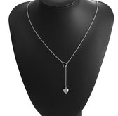 Ketting dames | ketting dames hart | ketting dames hart hanger | zilverkleurig | doortrek ketting | layer ketting | hartjes ketting | kettinkje met hart | valentijn | valentijn cadeautje voor