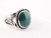 Bewerkte zilveren ring met chrysocolla - maat 16