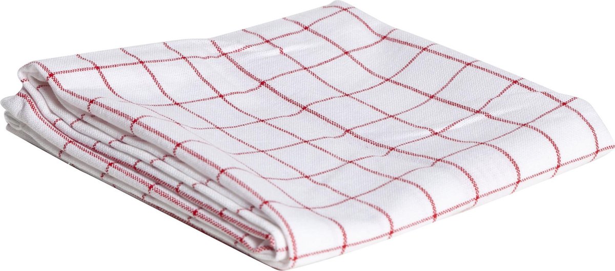 Cosy handdoek, ft 72 x 50 cm, geruit, wit/rood