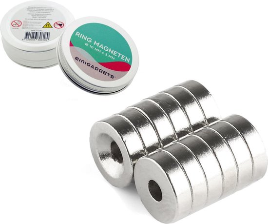 Super sterke ring magneten - 10 x 3 mm (25-stuks) - Rond - Neodymium - Minigadgets - Koelkast ringmagneten - Whiteboard magneten – Klein - Ronde - 10x3mm