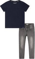 Koko Noko BIO Basics Set(2delig) Jeans NOX GREY en Shirt Navy - Maat 134/140