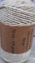 Macramé koord - Glitter Beige - 3mm