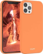 IYUPP Siliconen telefoonhoesje geschikt voor Apple iPhone 12 / 12 Pro Hoesje Oranje
