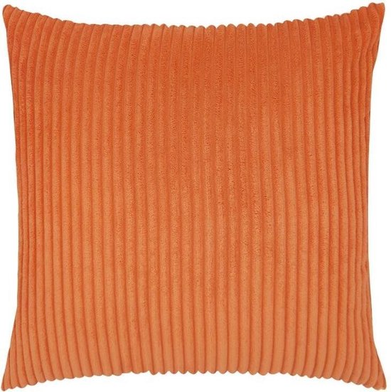 Housse de coussin Soft Rib - Oranje - Housse de coussin - 45x45 cm - Sierkussen - Polyester - Rib Velvet