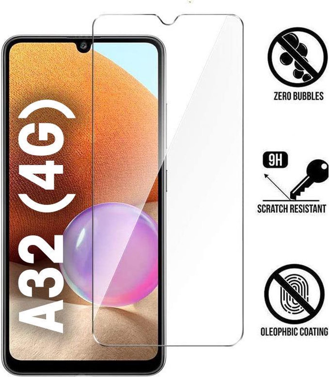 Screenprotector geschikt voor Samsung Galaxy A32 (4G) Screenprotector - Tempered Glass - 9H Anti burst - Gehard Glas - EPICMOBILE