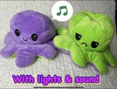 Fidget Toys- Mood knuffel - Moodknuffel - Kawaii - Octopus - LED - lichtgevend - glow - muziek - sound - reversible - omkeerbaar - lilac/green