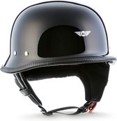 D34 Zwart Duitse scooter, motorhelm, pothelm maat, M, hoofdomtrek 57-58Cm