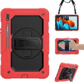 Samsung Galaxy Tab S7 Kickstand Rood PC Siliconen 360 ° Draaibare Tablet Case Cover Hoes Hoesje + Screenprotector ASTBL