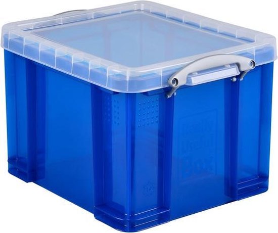 Opbergbox Really Useful * RUB * 35 liter * 48 x 39 x 31 cm * transparant  blauw | bol.com