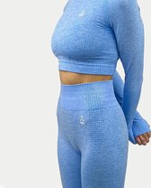 VANO WEAR sportoutfit / sportkleding set voor dames / fitnessoutfit legging + sport top (lichtblauw)