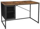 Segenn's Whales Bureau - Werktafel - Computerbureau - Bureaus - computertafel - bureau met gaasdeur en verstelbare plank - industrieel - stalen frame - vintage bruin-zwart